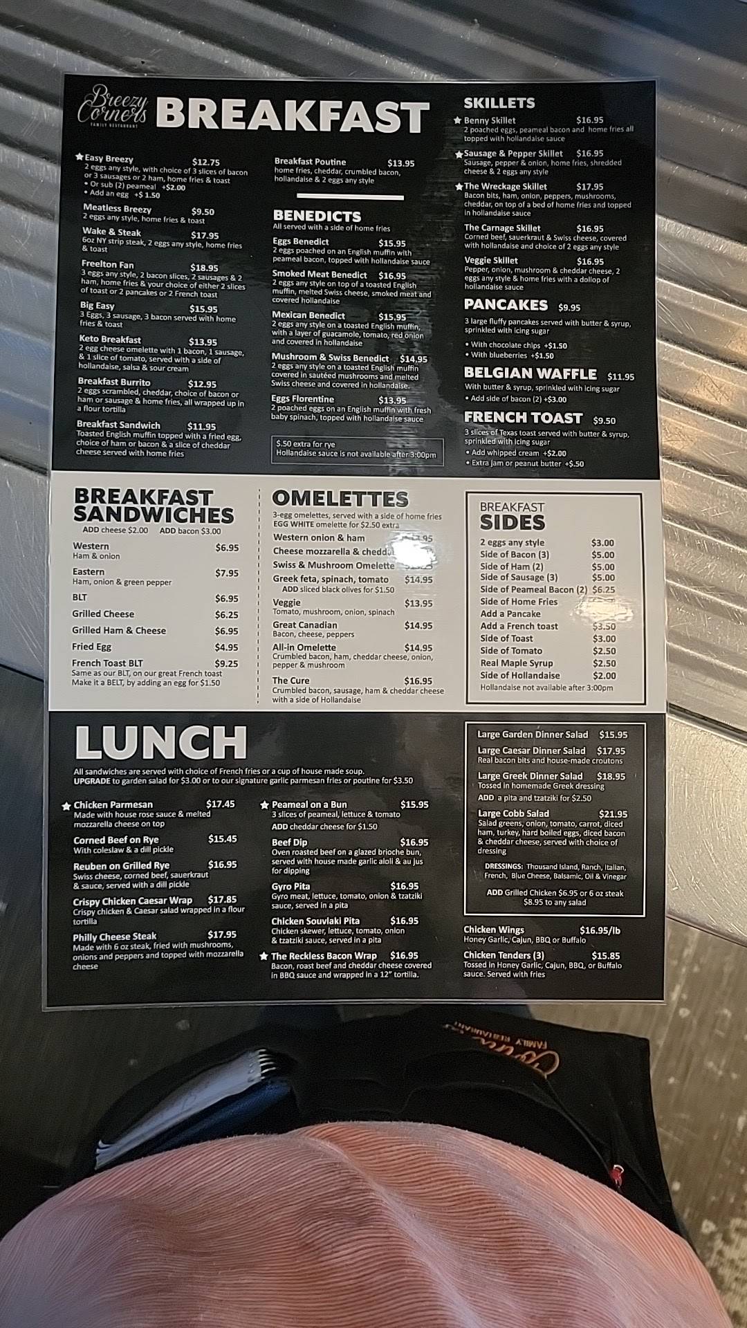 Menu at Breezy Corners Freelton restaurant, Hamilton, Hwy 6