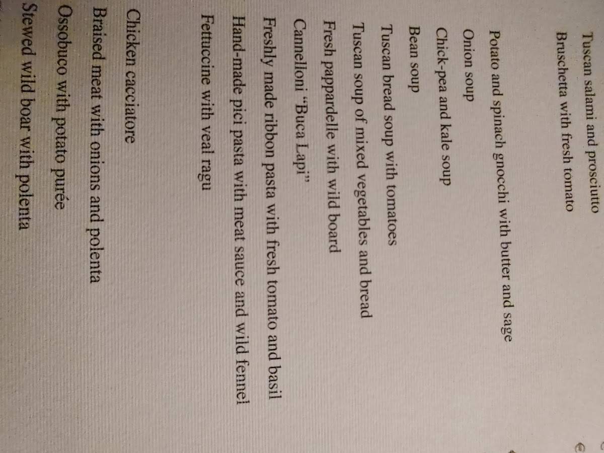 Menu di Ristorante Buca Lapi 