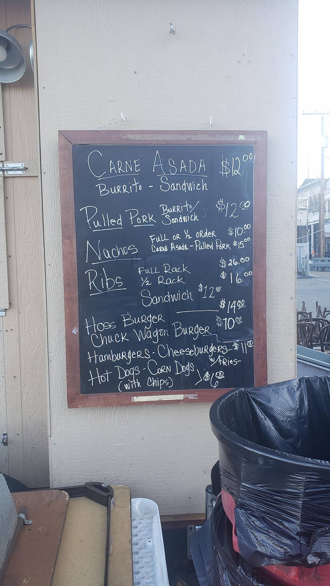 Menu at Bucket of Blood Saloon pub & bar, Virginia City