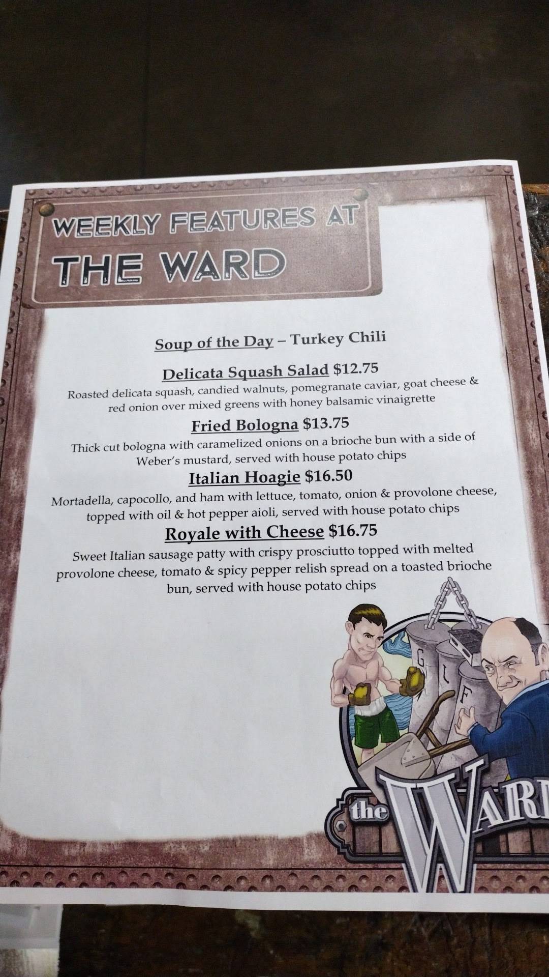 Menu at Buffalo RiverWorks restaurant, Buffalo