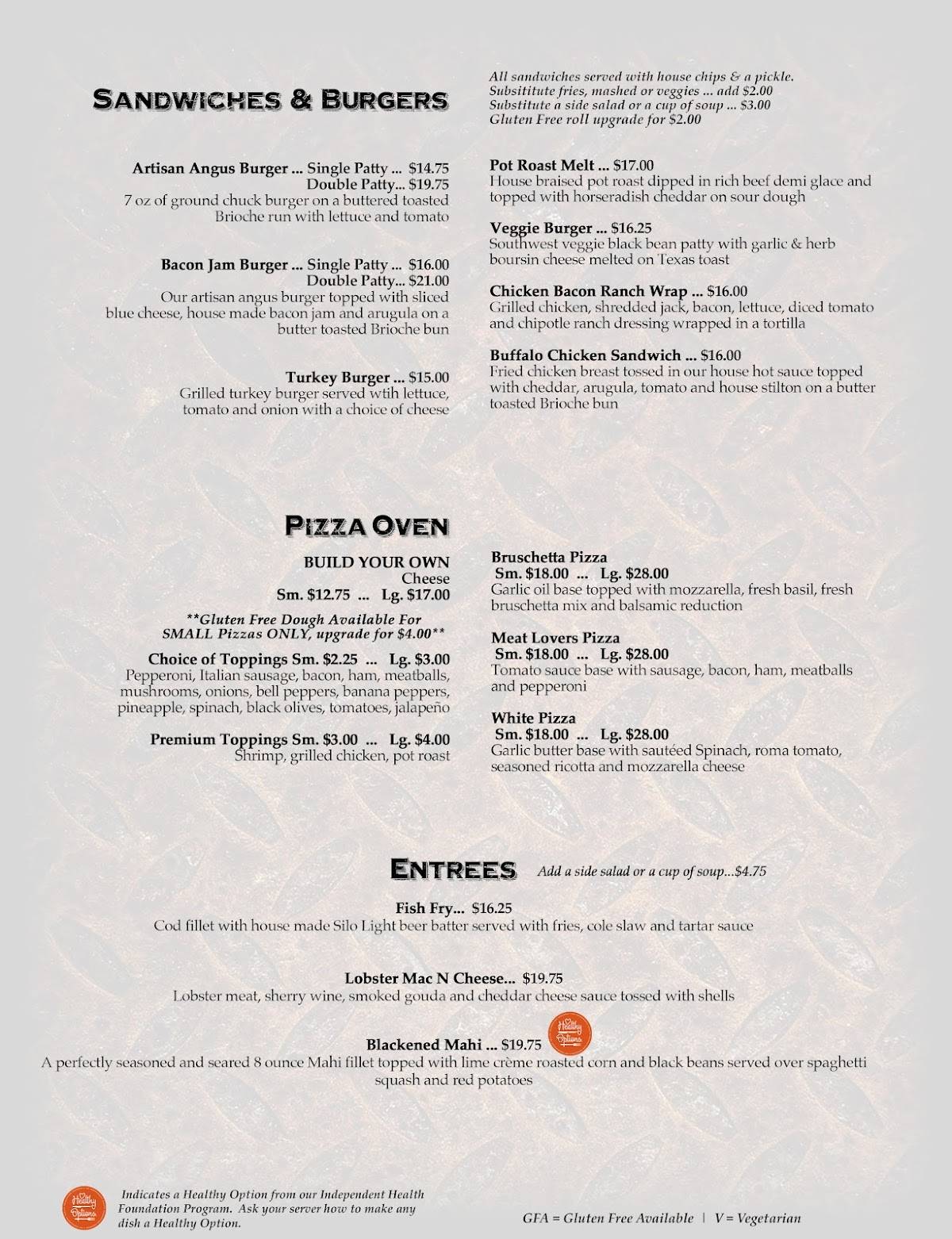 Menu at Buffalo RiverWorks restaurant, Buffalo