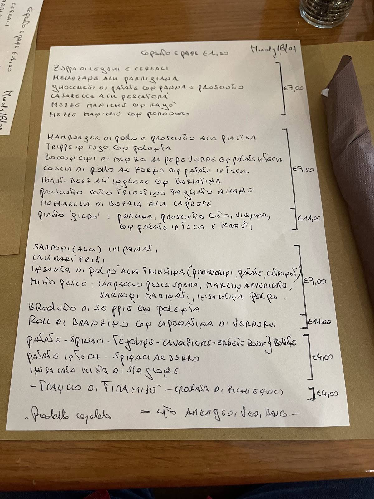 Menu di Buffet Da Gildo 