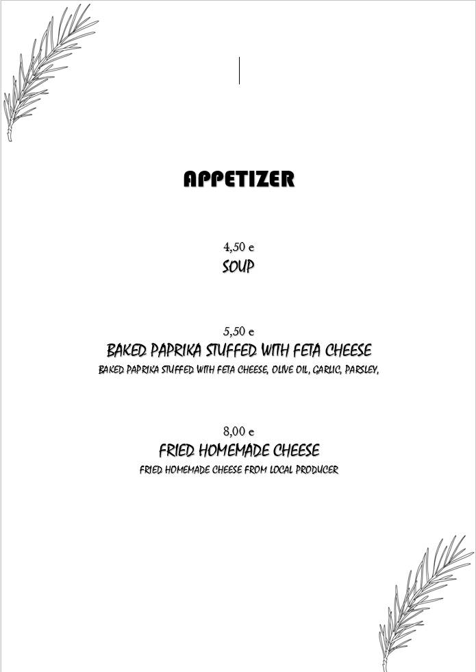 Menu di Buffet Iskra 
