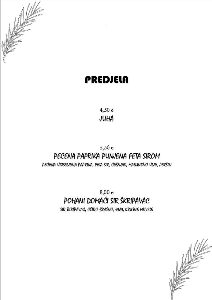Menu di Buffet Iskra 