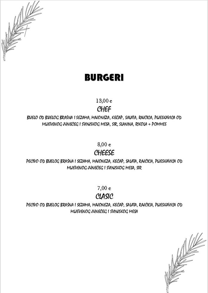 Menu di Buffet Iskra 