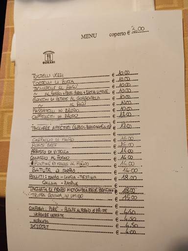 Menu di Burani Ristorante Trattoria 