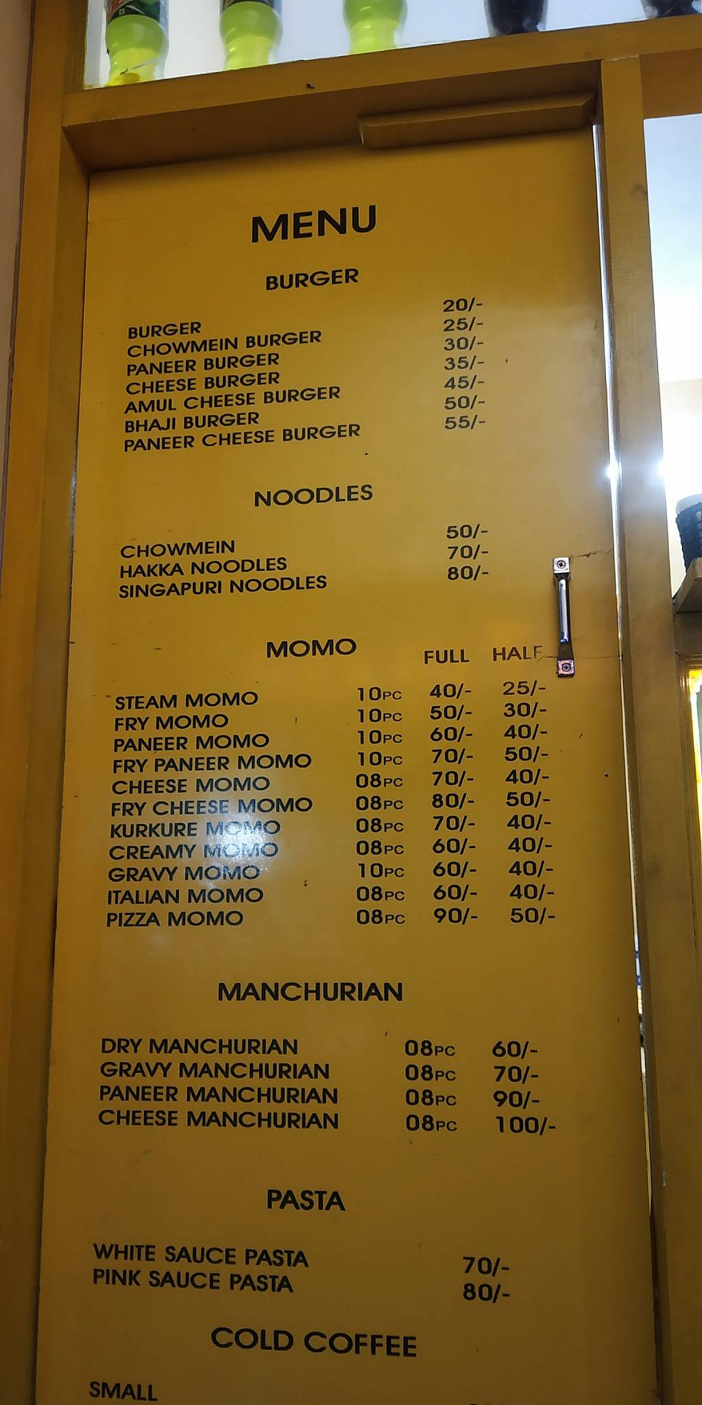 Burger Bro menu