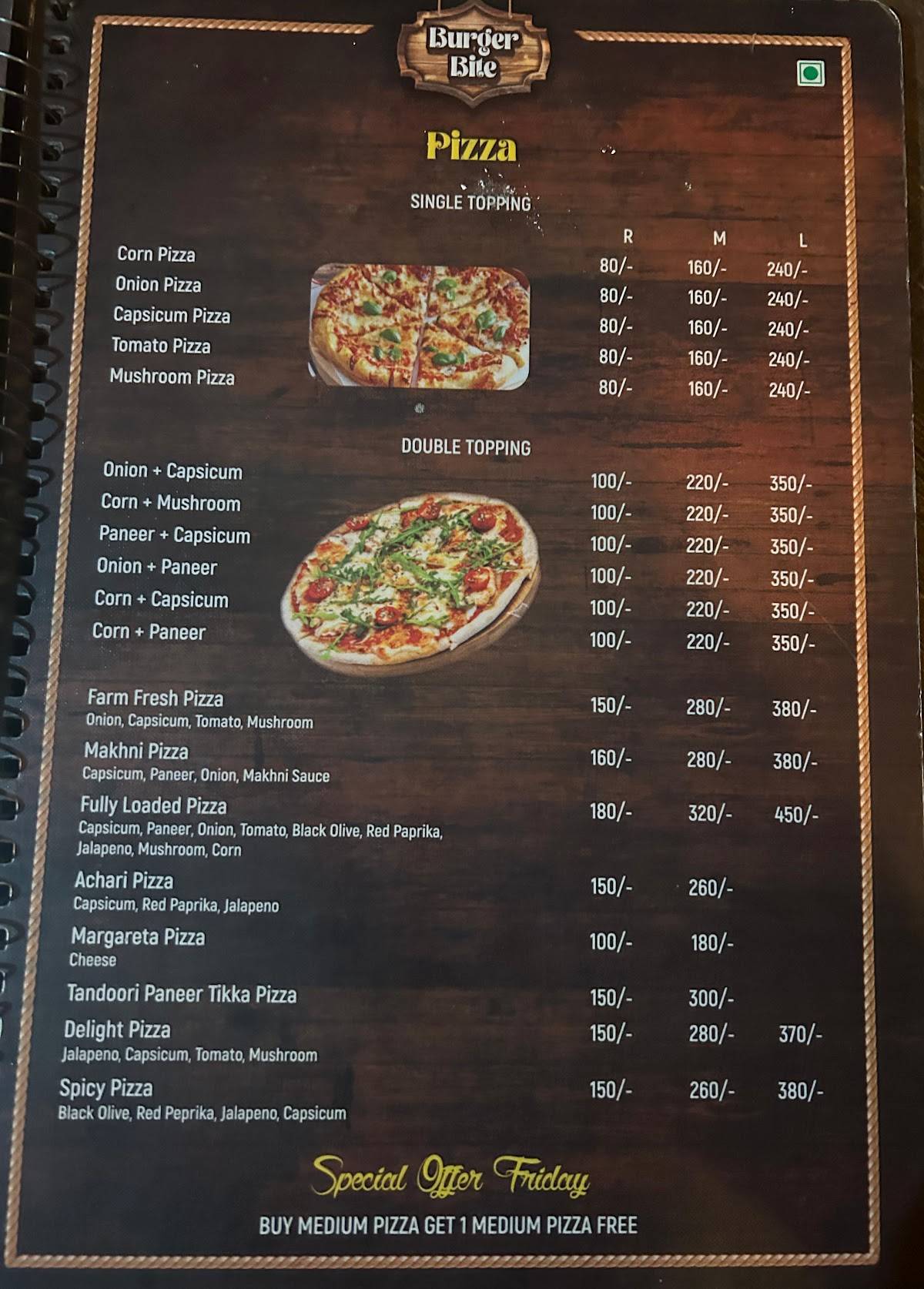 Burger bite menu