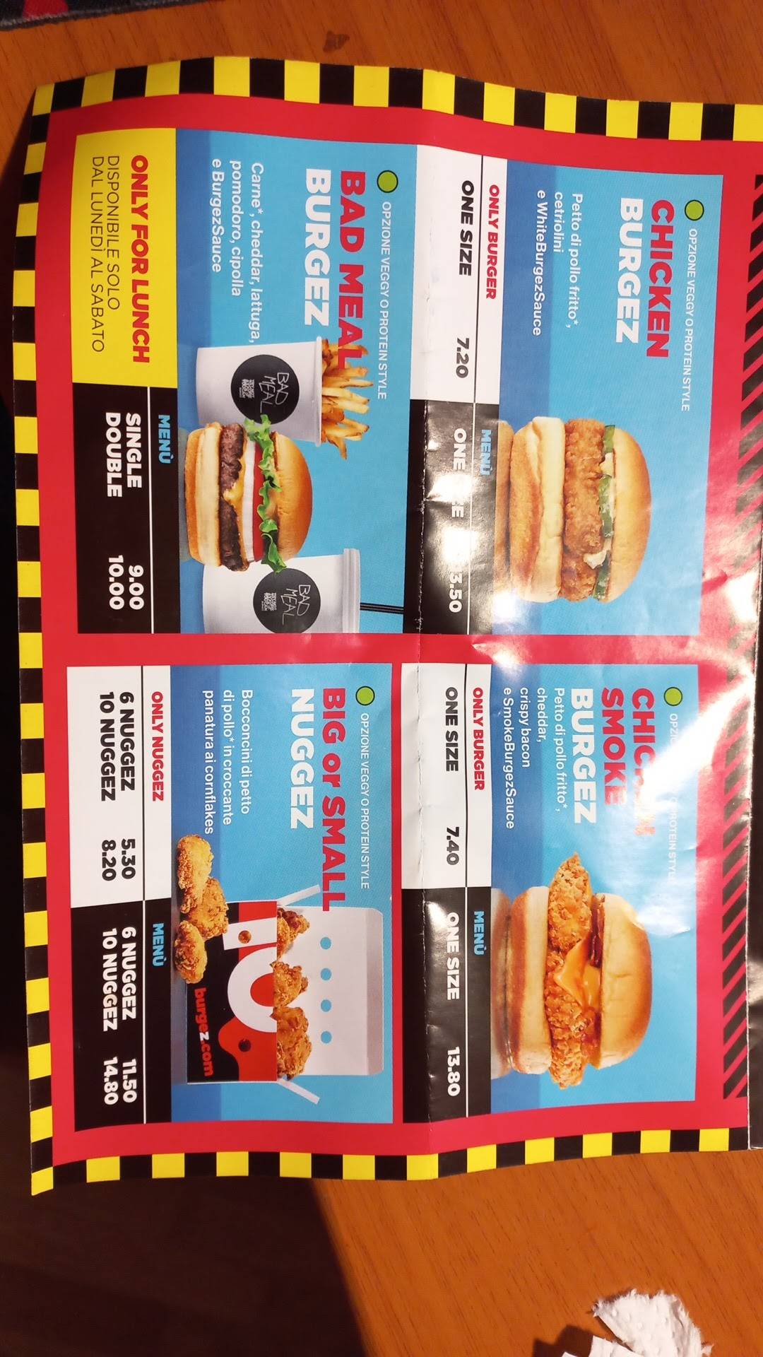 Menu di Burgez 