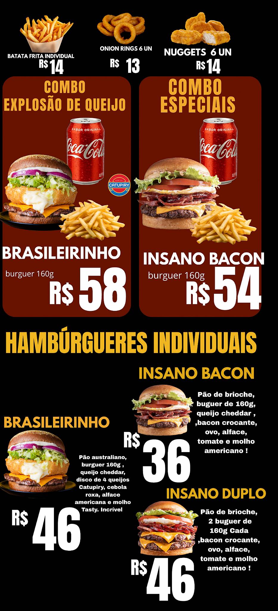 Burguer Insano –Hambúrgueria Monte Mor cardápio