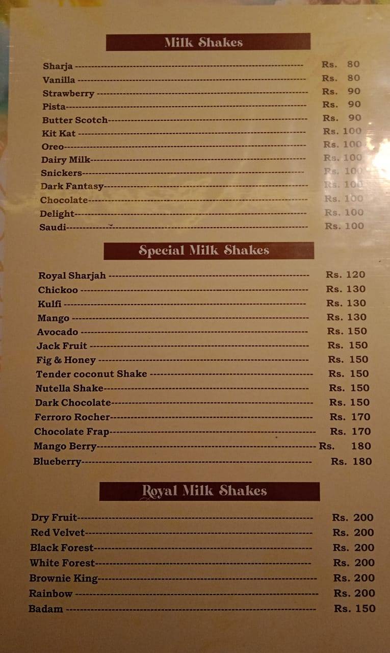 UNCLE'S CAFE DORO PALAI menu