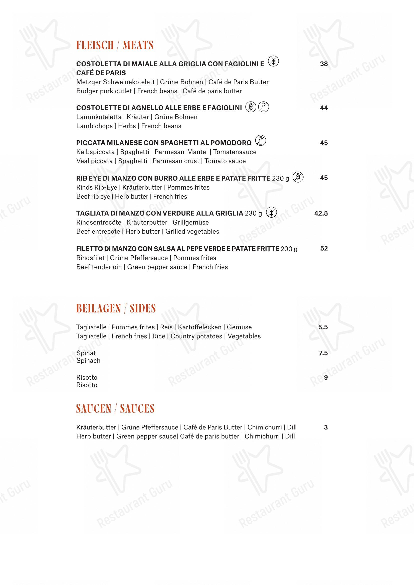 Menu bar per CARUSO – Pizza & Pasta in San Maurizio