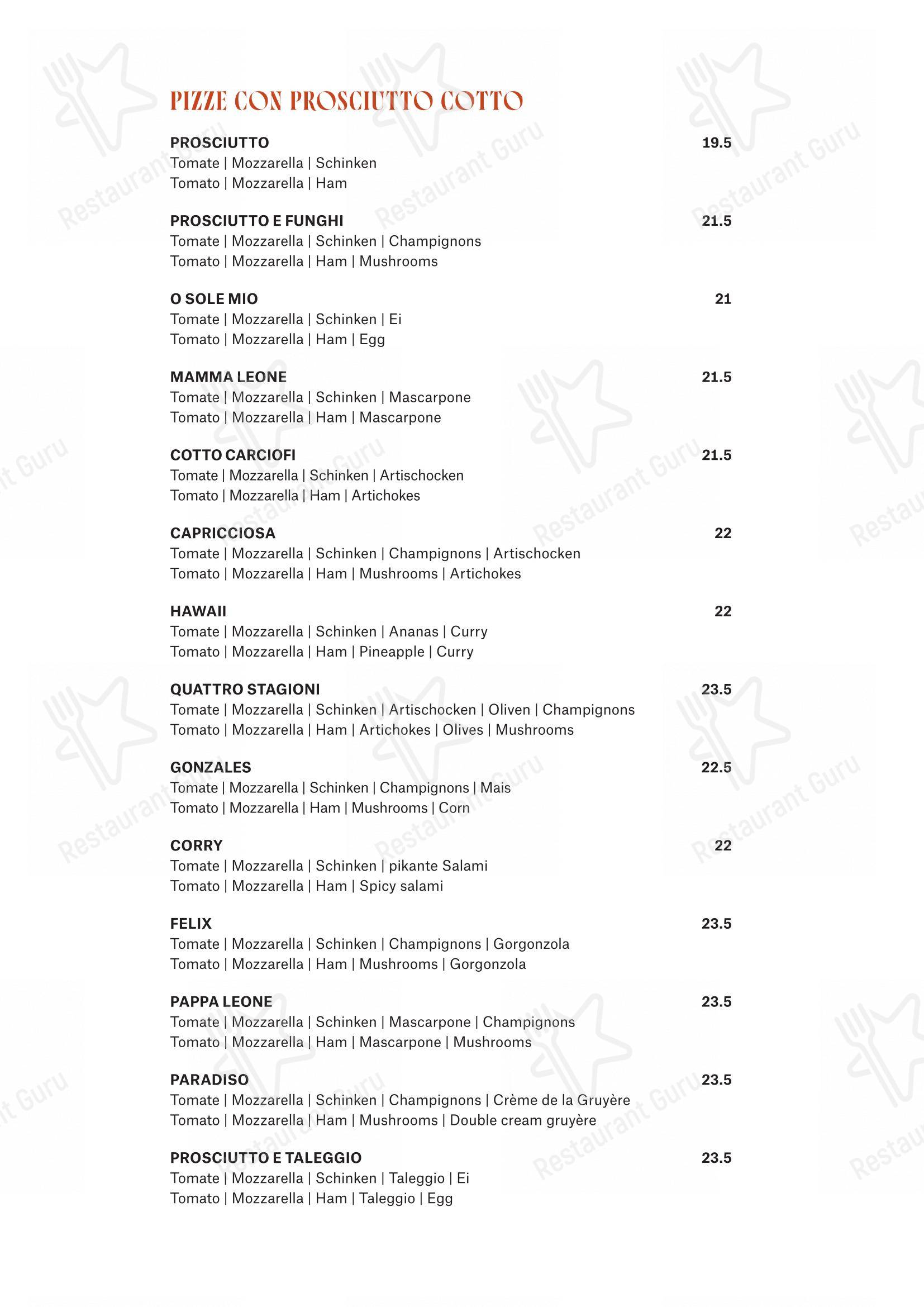 Menu bar per CARUSO – Pizza & Pasta in San Maurizio