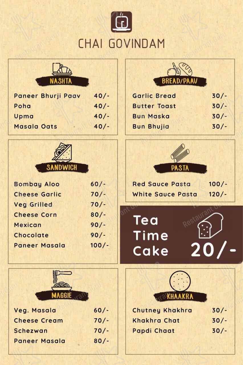 Chai Govindam menu