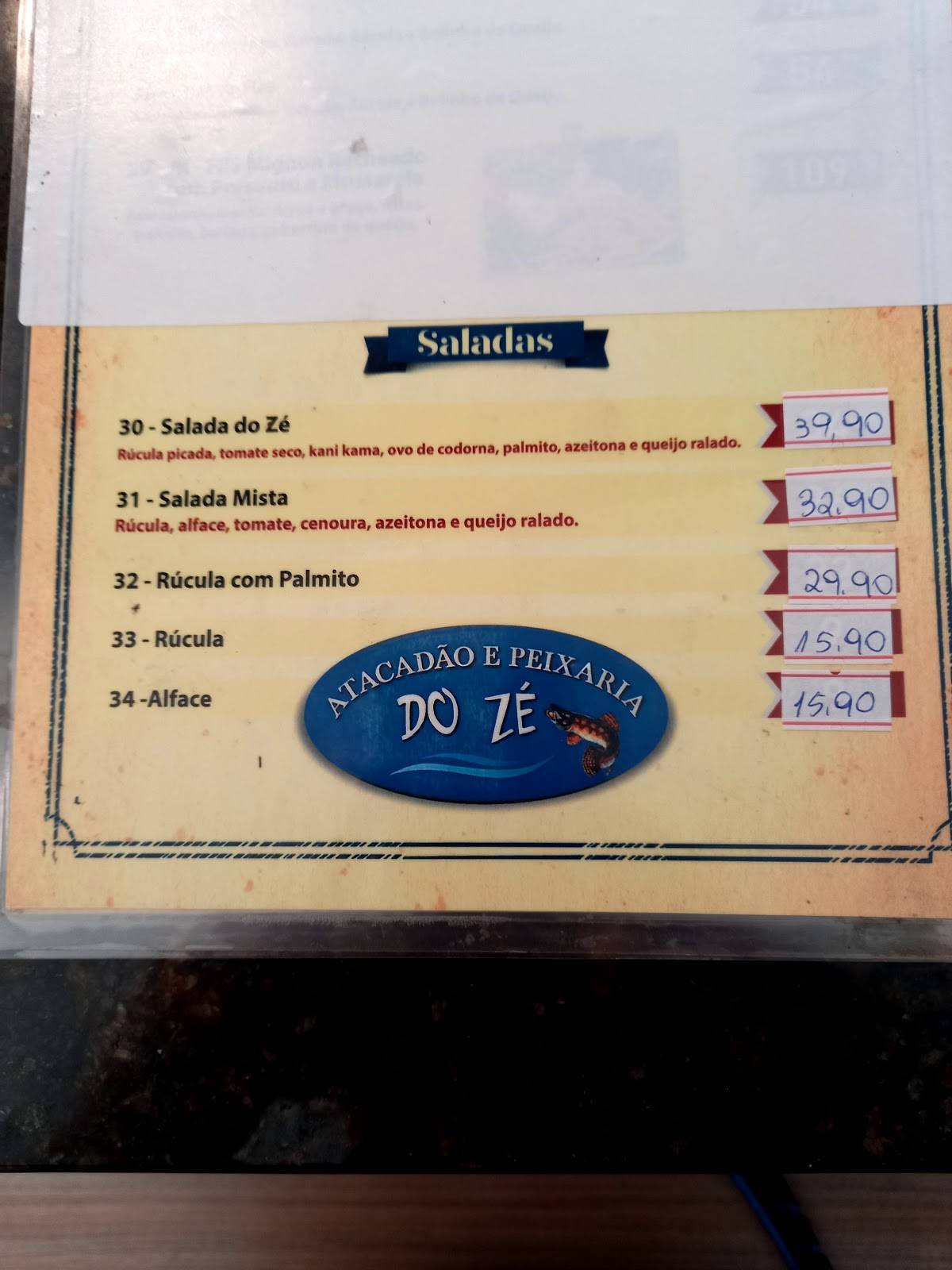 Zé Do Peixe - Choperia cardápio