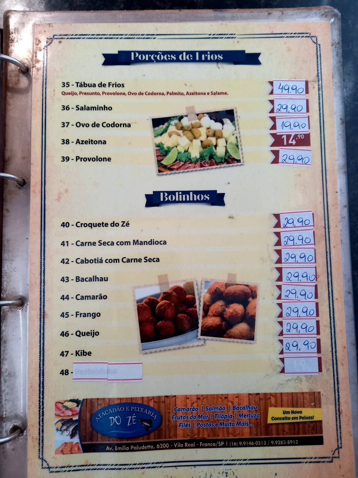 Zé Do Peixe - Choperia cardápio