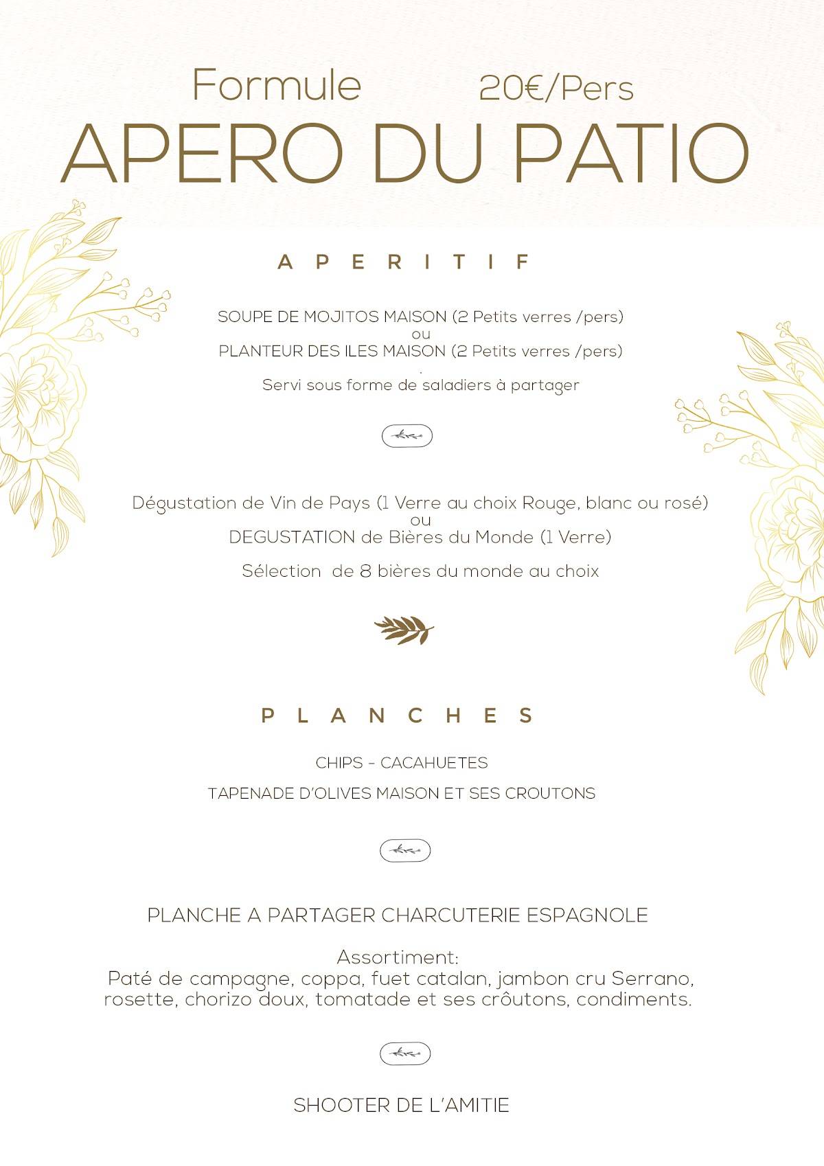 Menu de LE PATIO Resto festif