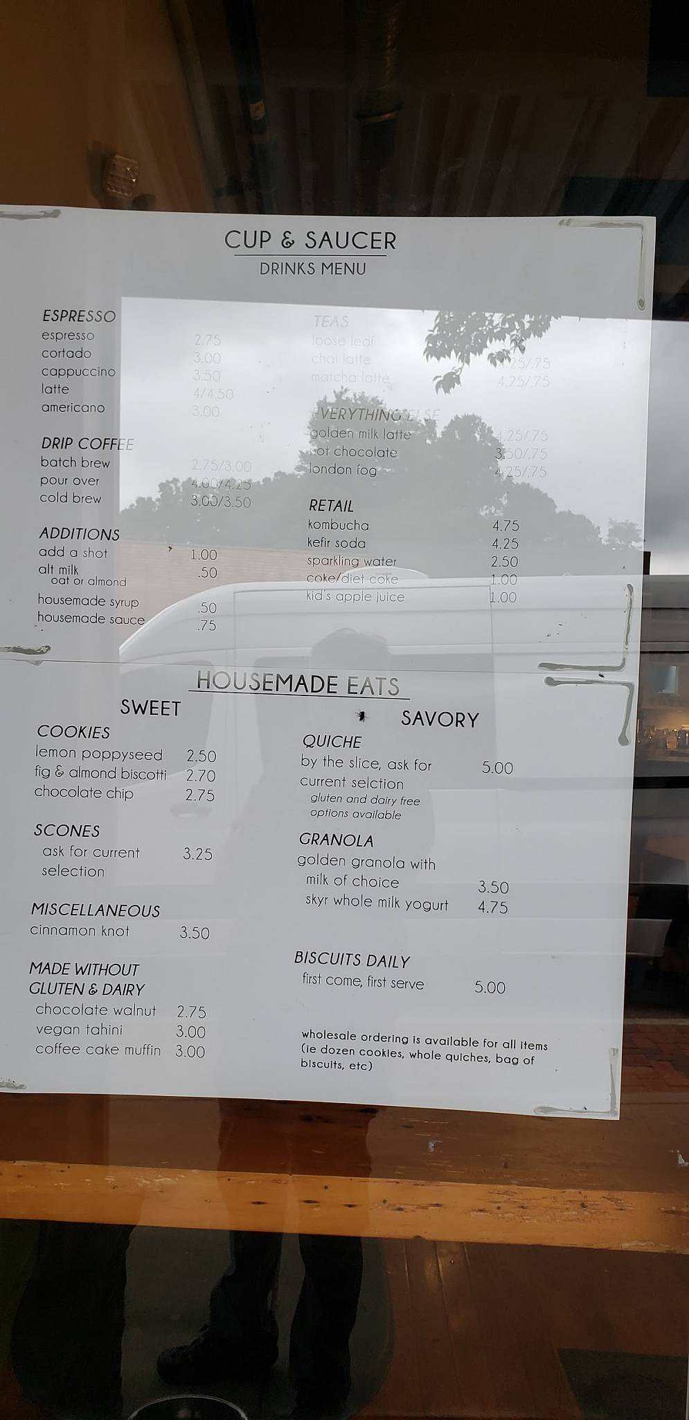 Menu at CUP & SAUCER cafe, Brevard