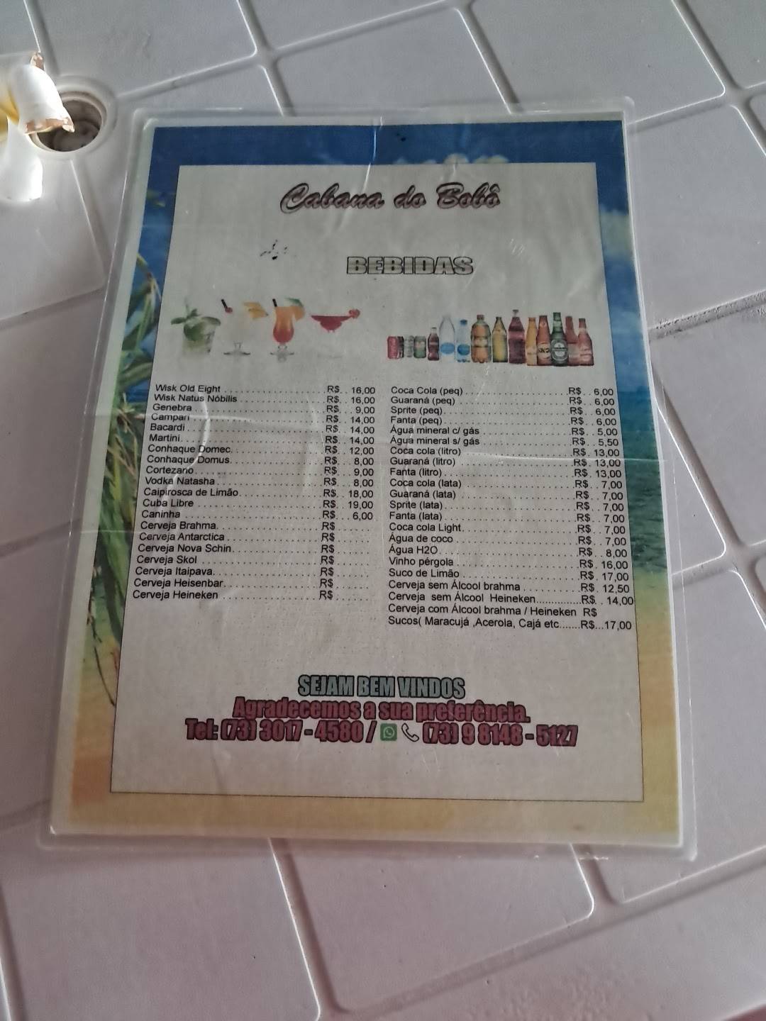 Cabana do Bobô cardápio