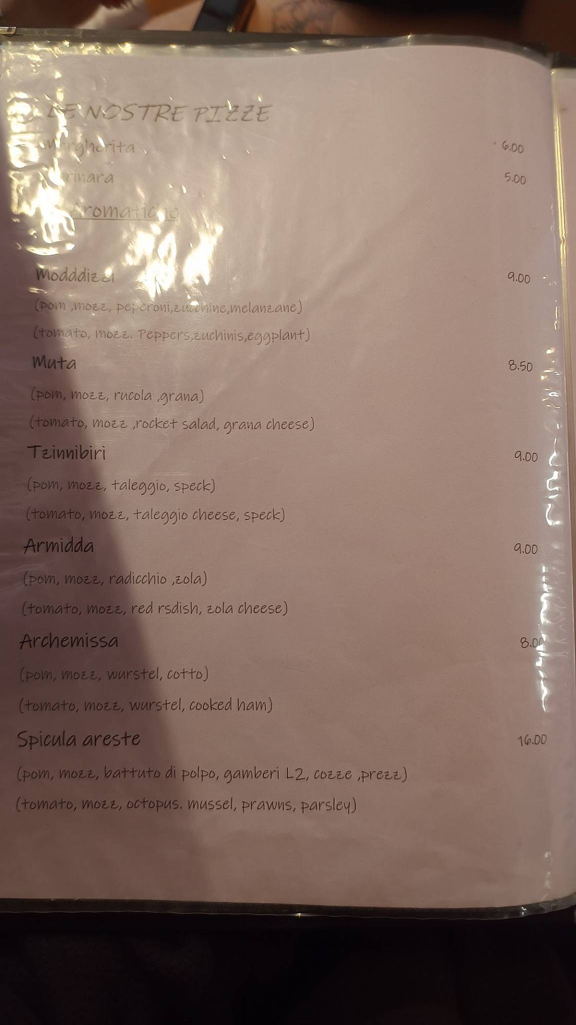 Menu di DEA MADRE Pizzeria forno a legna 