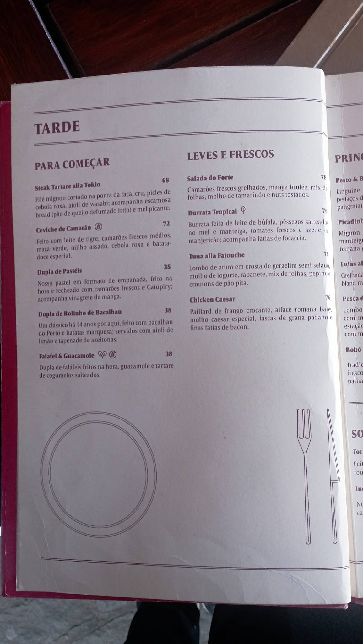 Café 18 do Forte cardápio