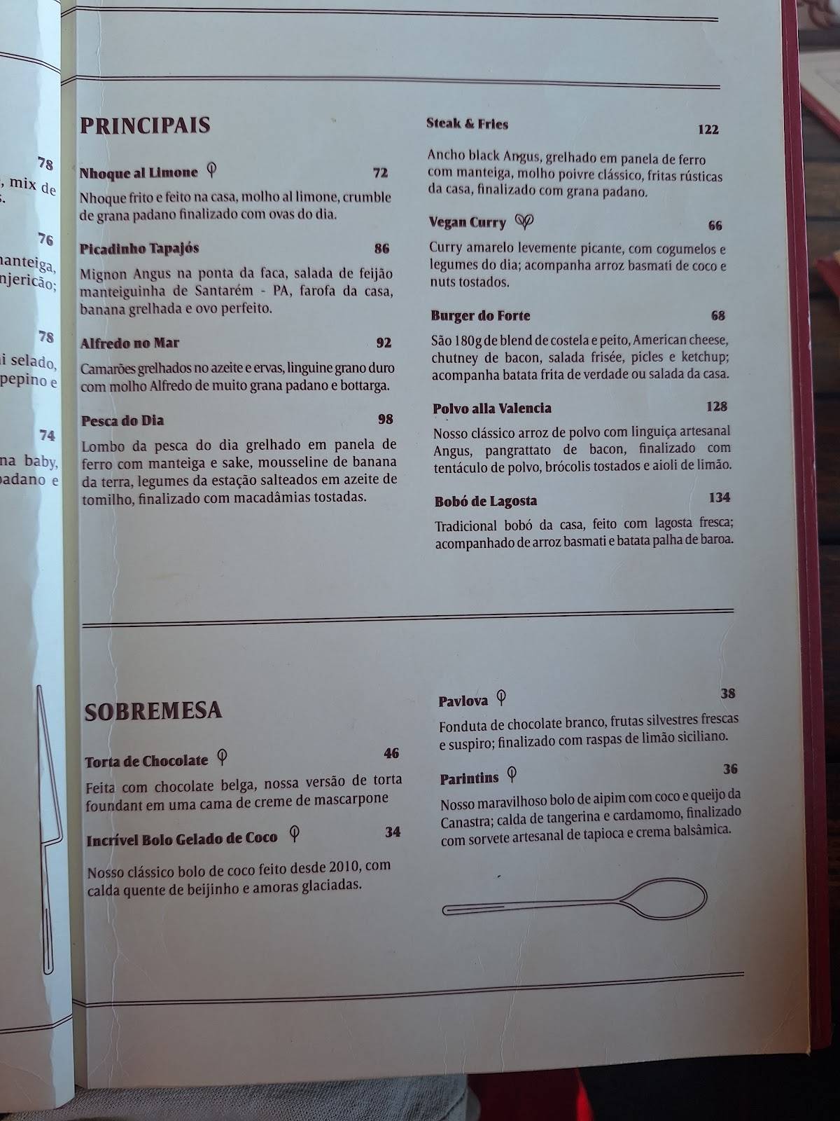 Café 18 do Forte cardápio