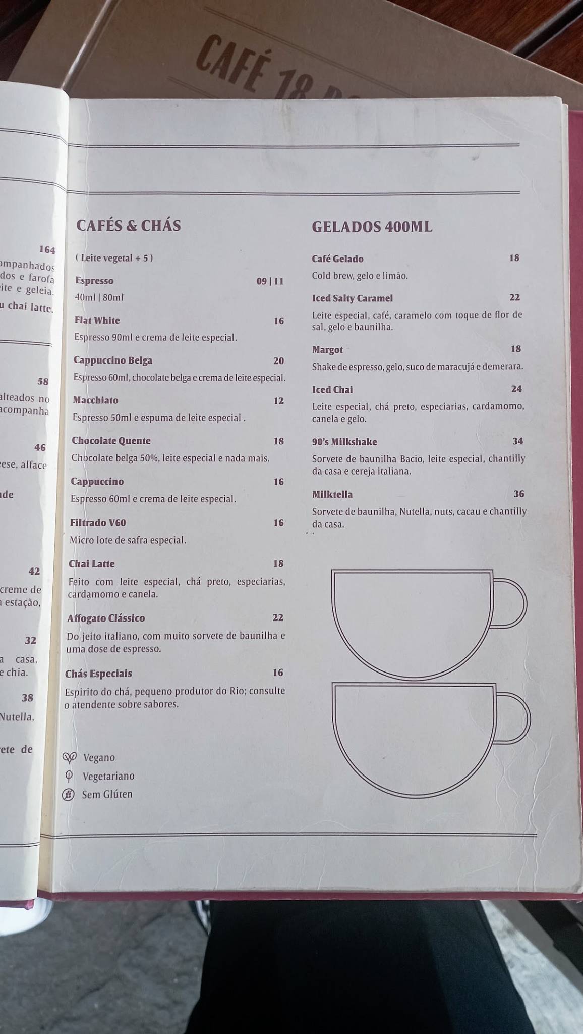 Café 18 do Forte cardápio