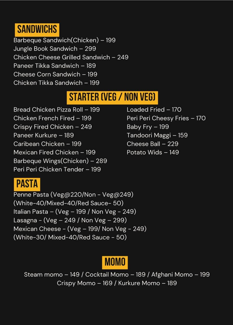 4 more shots cafe menu