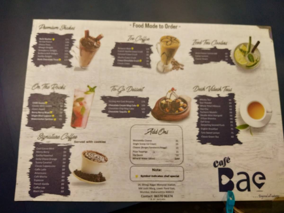 Cafe Bae menu