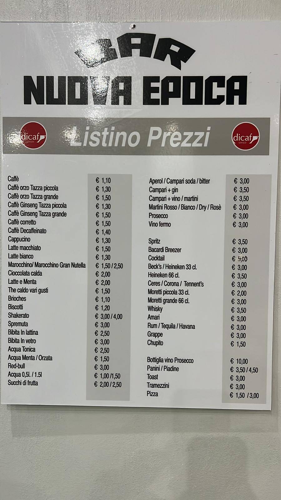 Menu di Cafe Bar 
