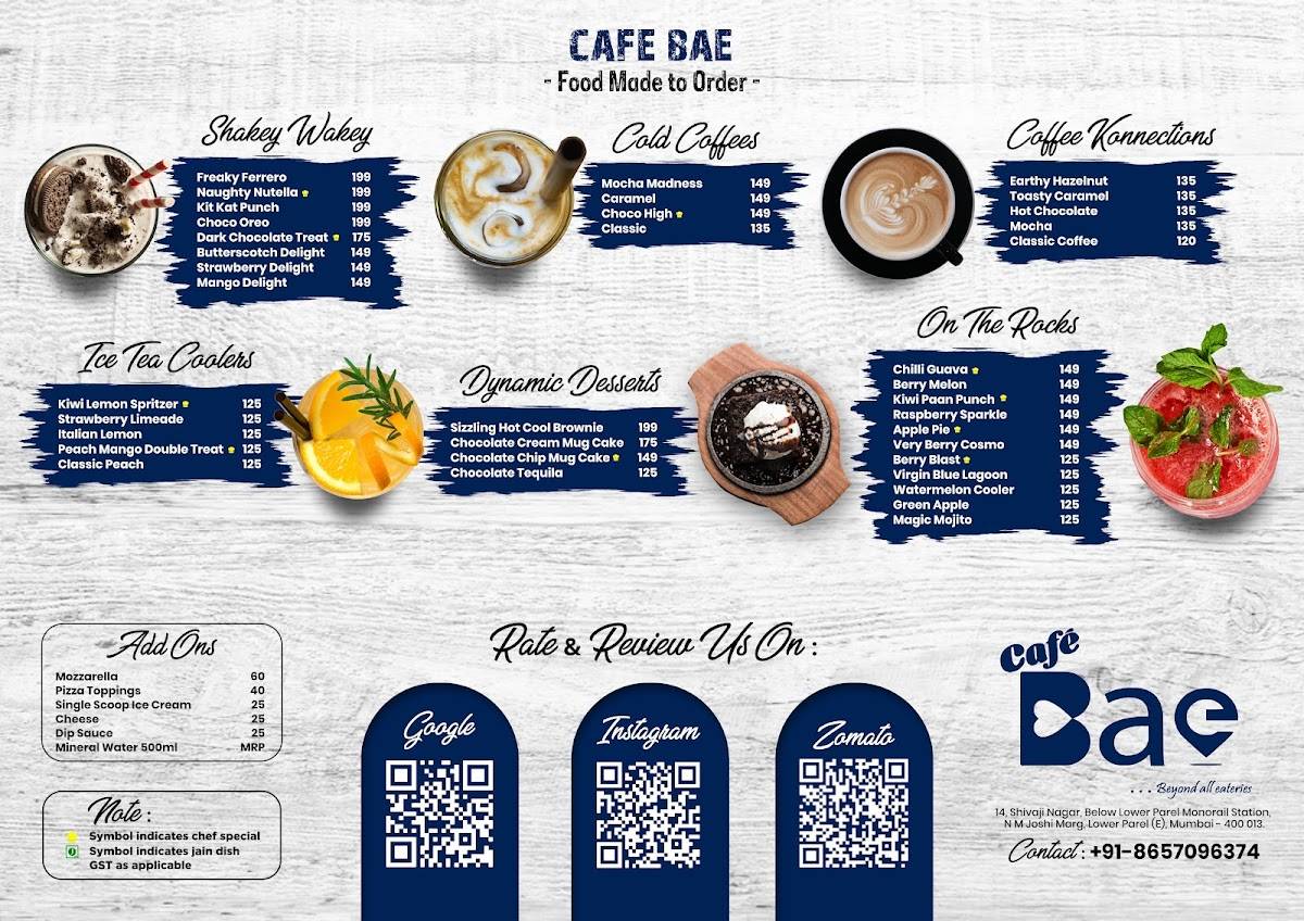Cafe Bae menu
