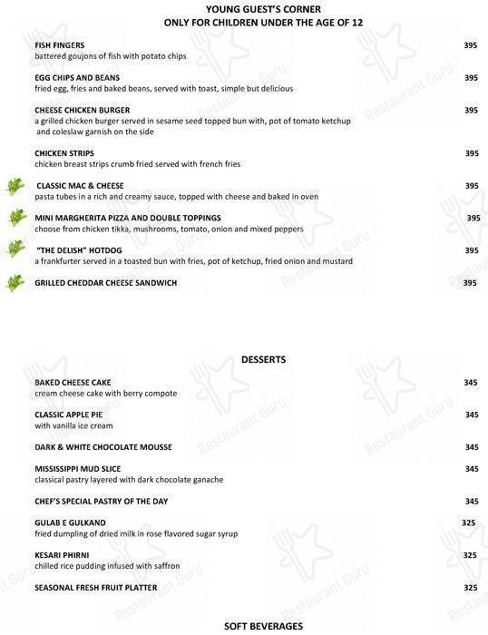Cafe Delish menu