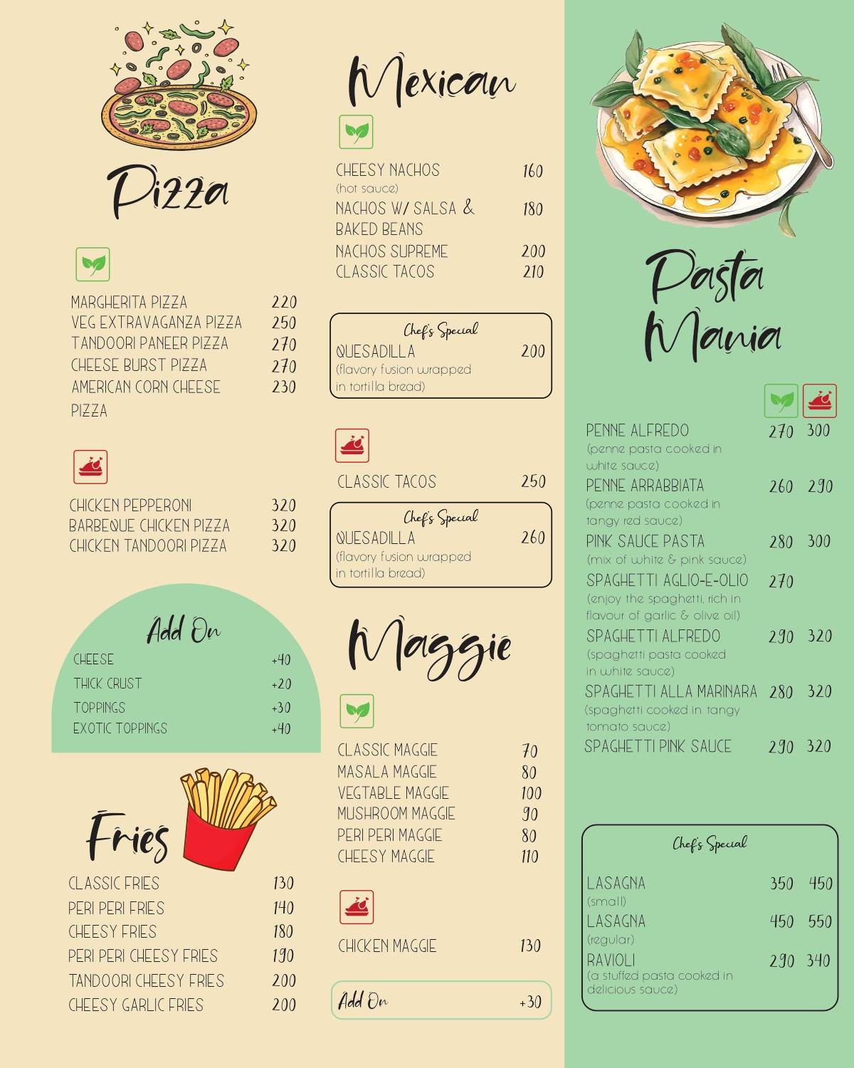 Cafe Nirvana menu