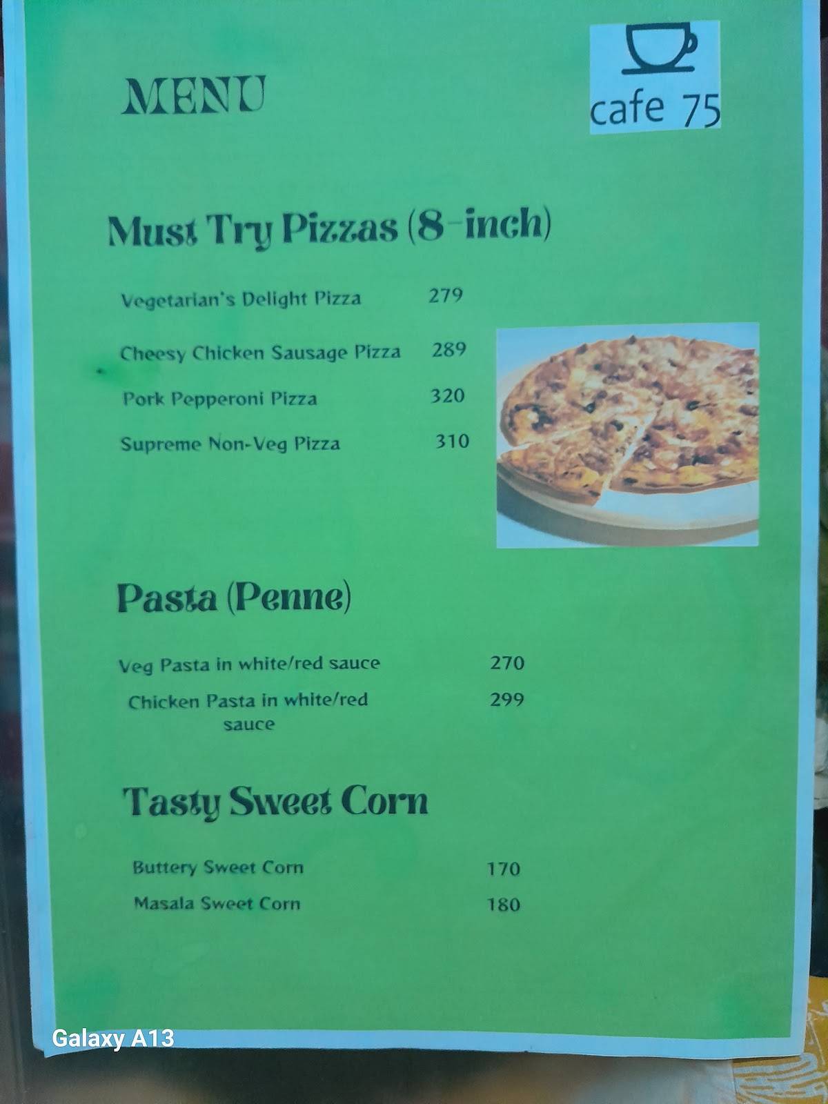 Cafe75 menu