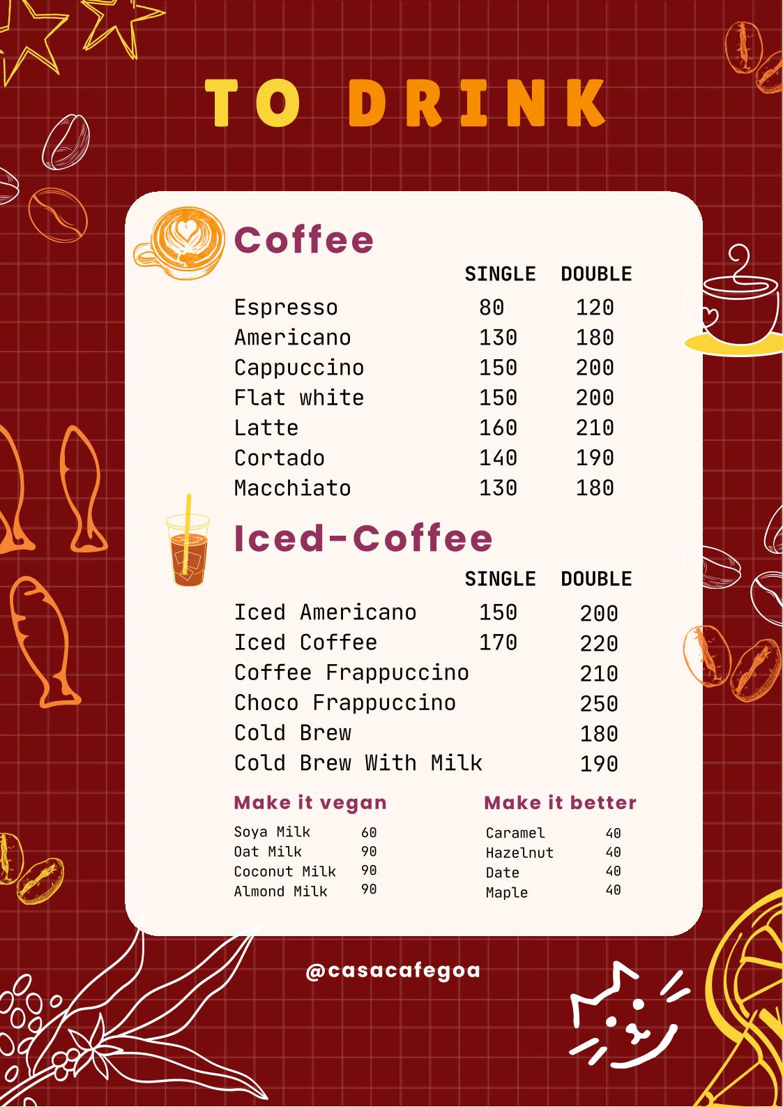 Casa Café menu