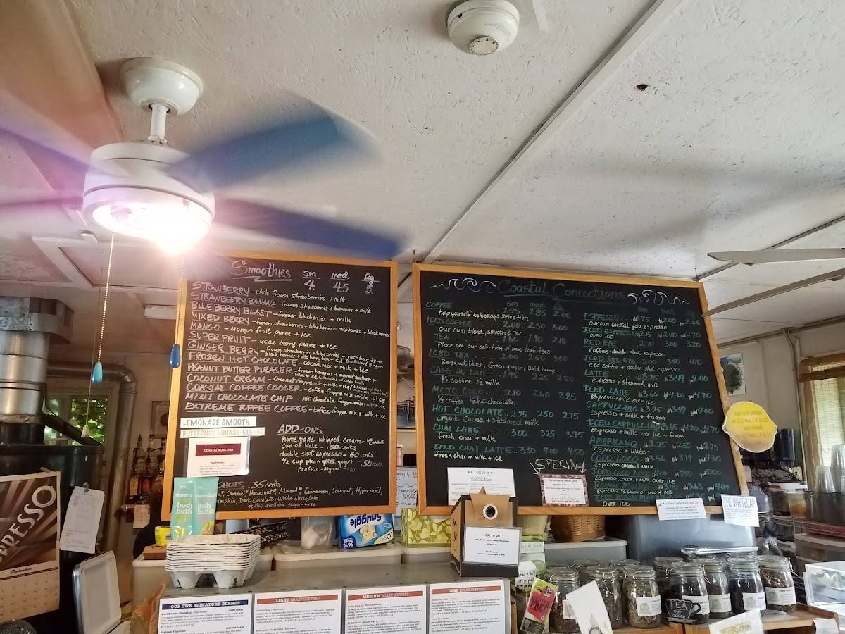 Menu at Coastal Roasters cafe, Tiverton