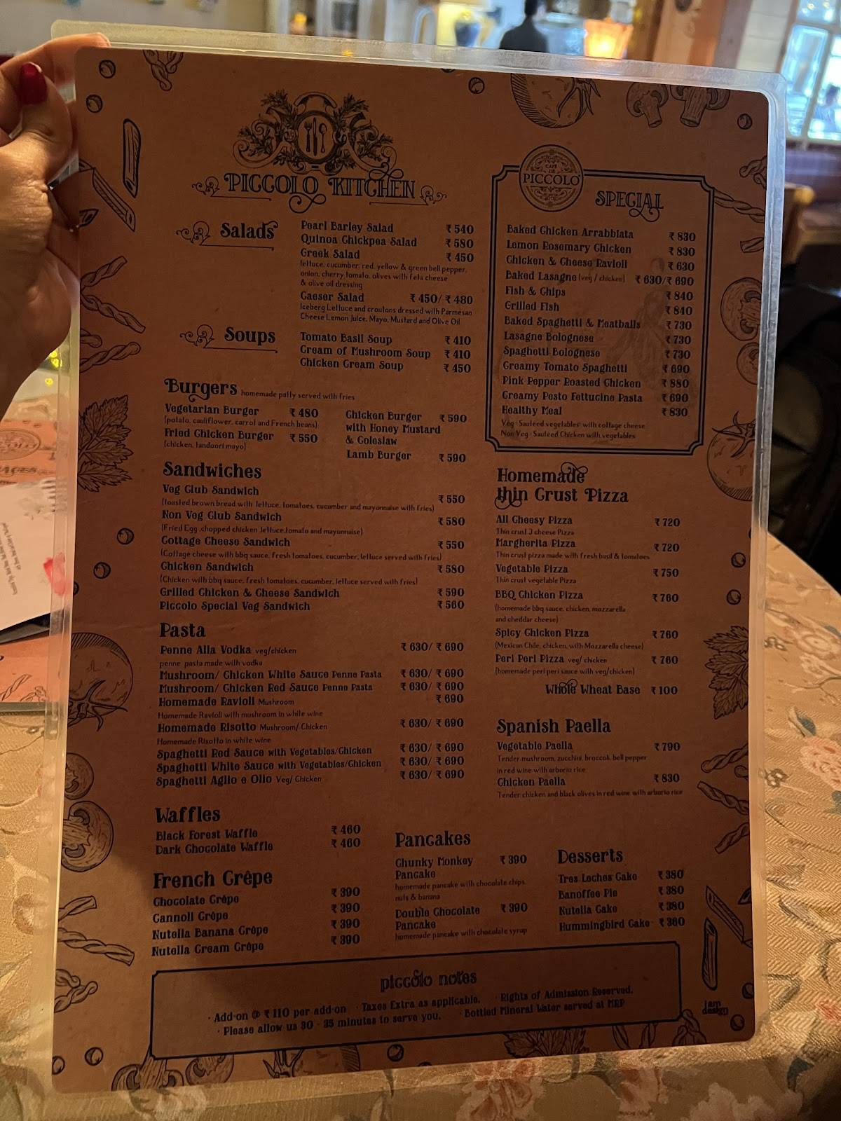 Café De Piccolo menu