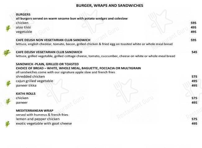 Cafe Delish menu