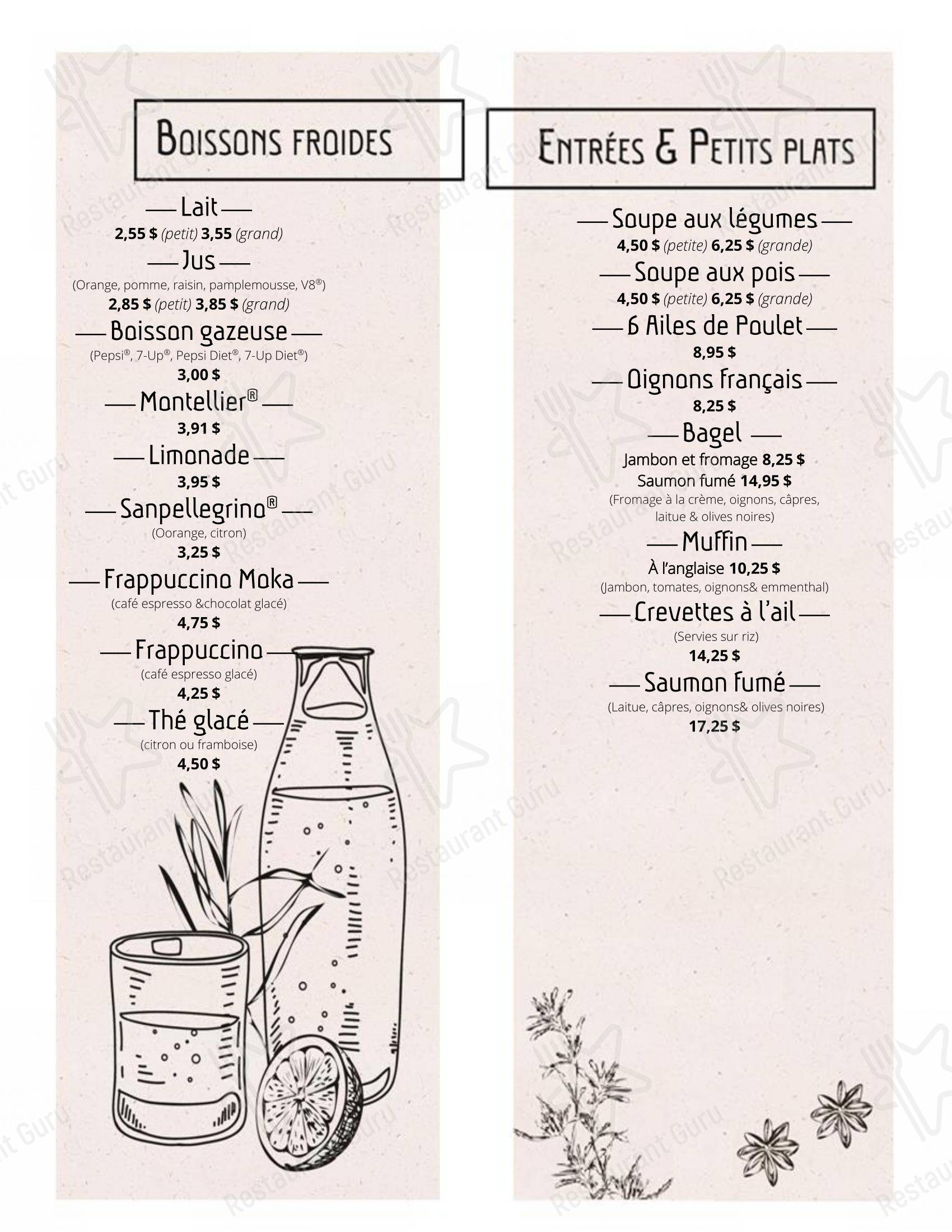 Menu pour Café des Halles - Menu