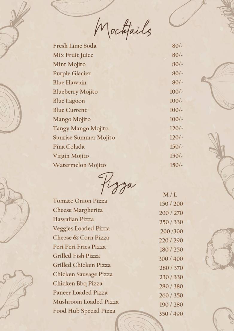 FOOD HUB PELLING menu