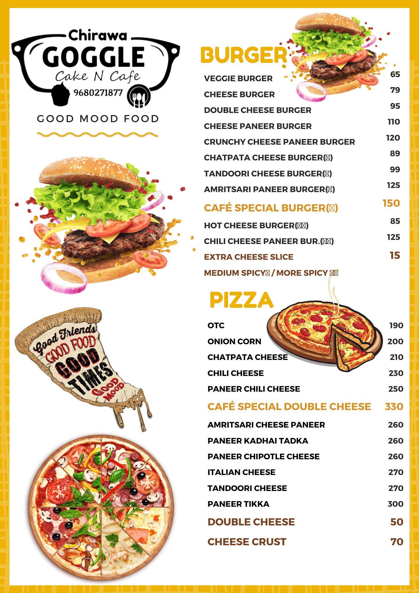 Goggle Cafe Chirawa menu