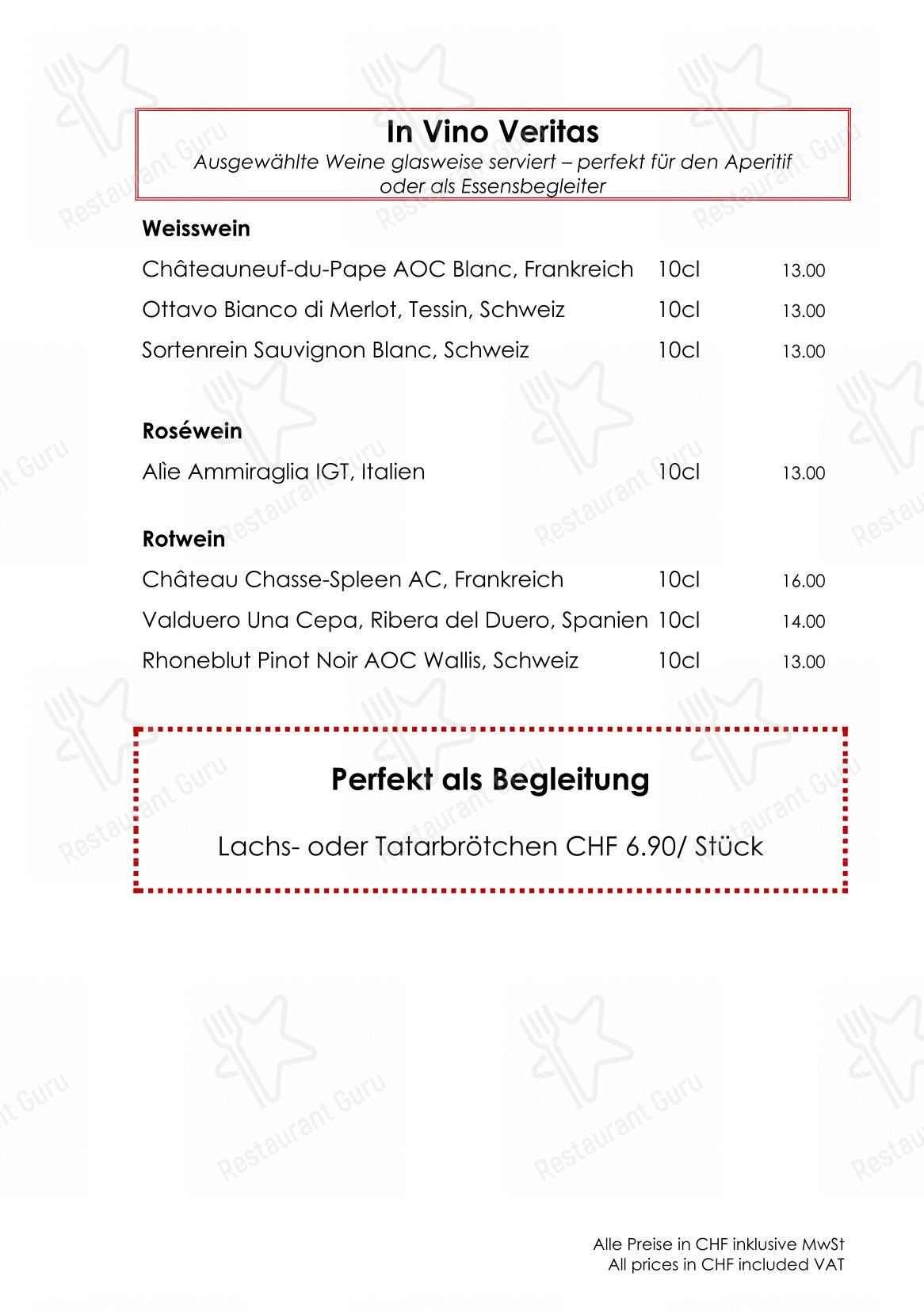 Café Gourmet in Zurigo - Ночное меню