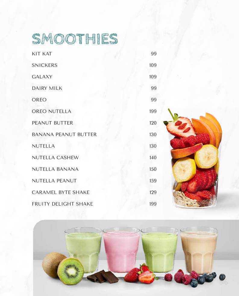 Kizza.cafe menu