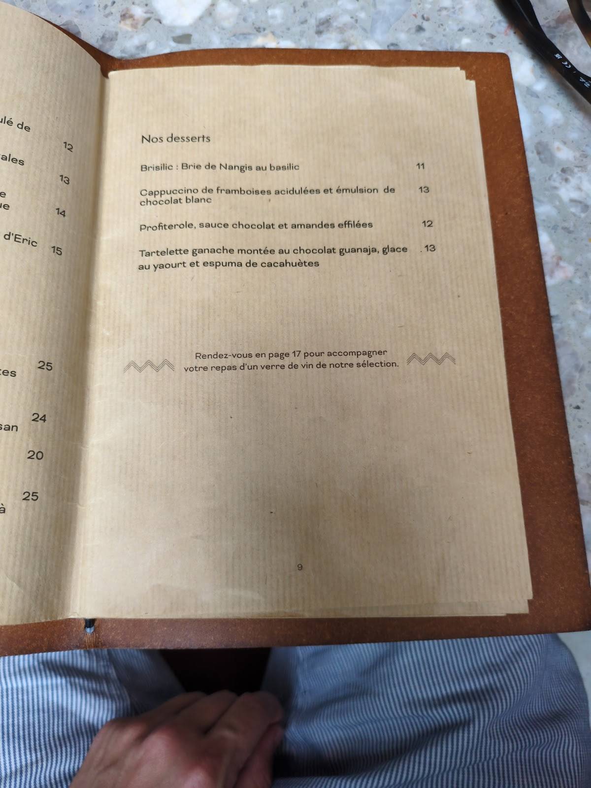 Menu de Le Shack