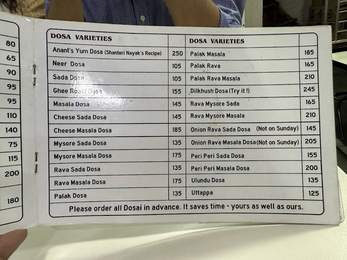 Cafe Mysore menu