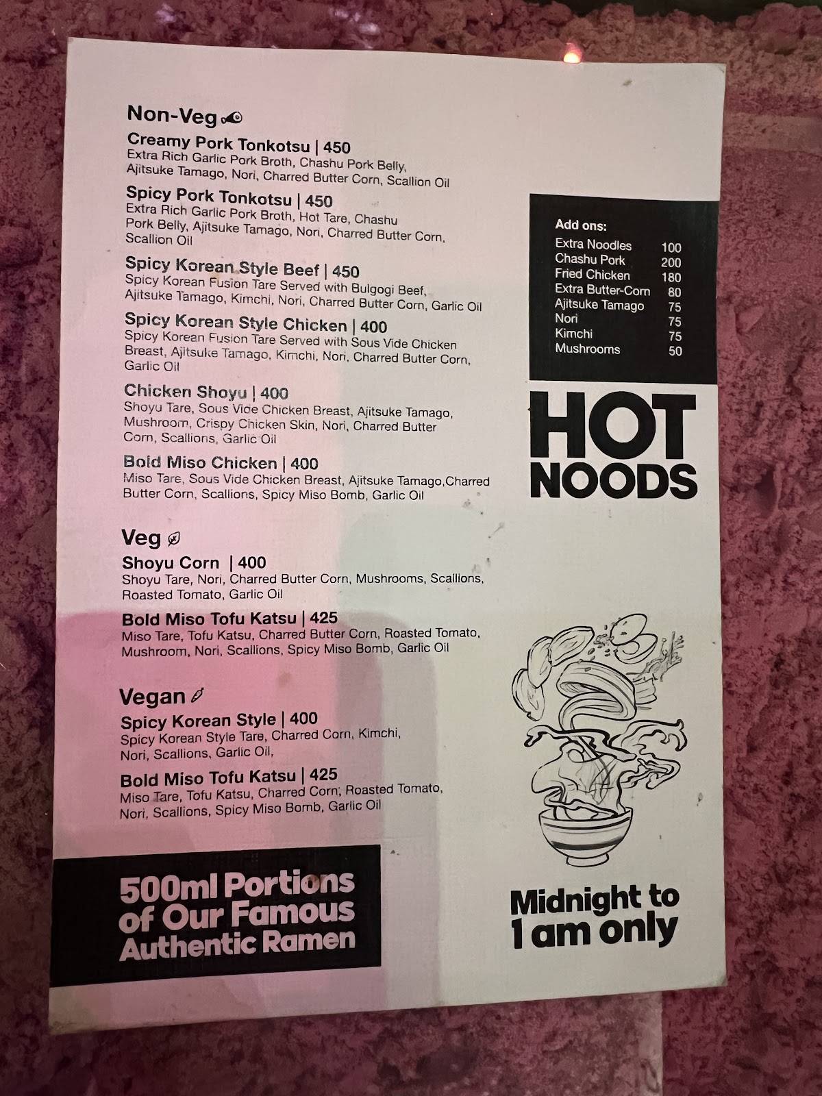 Neon Market menu