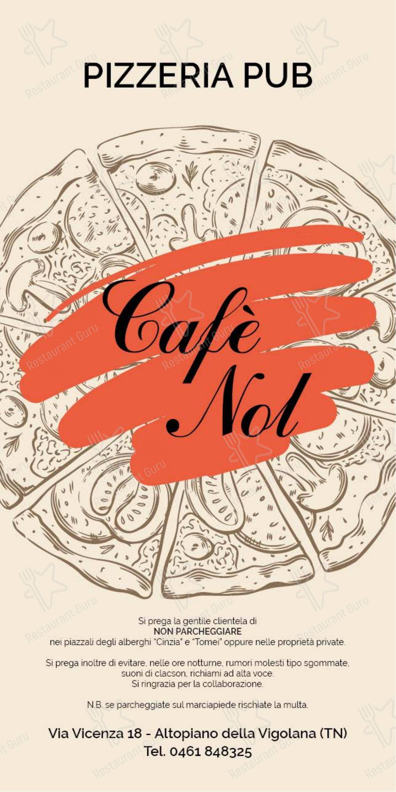 Menu per Café Nol ~ pub & pizzeria pub & bar