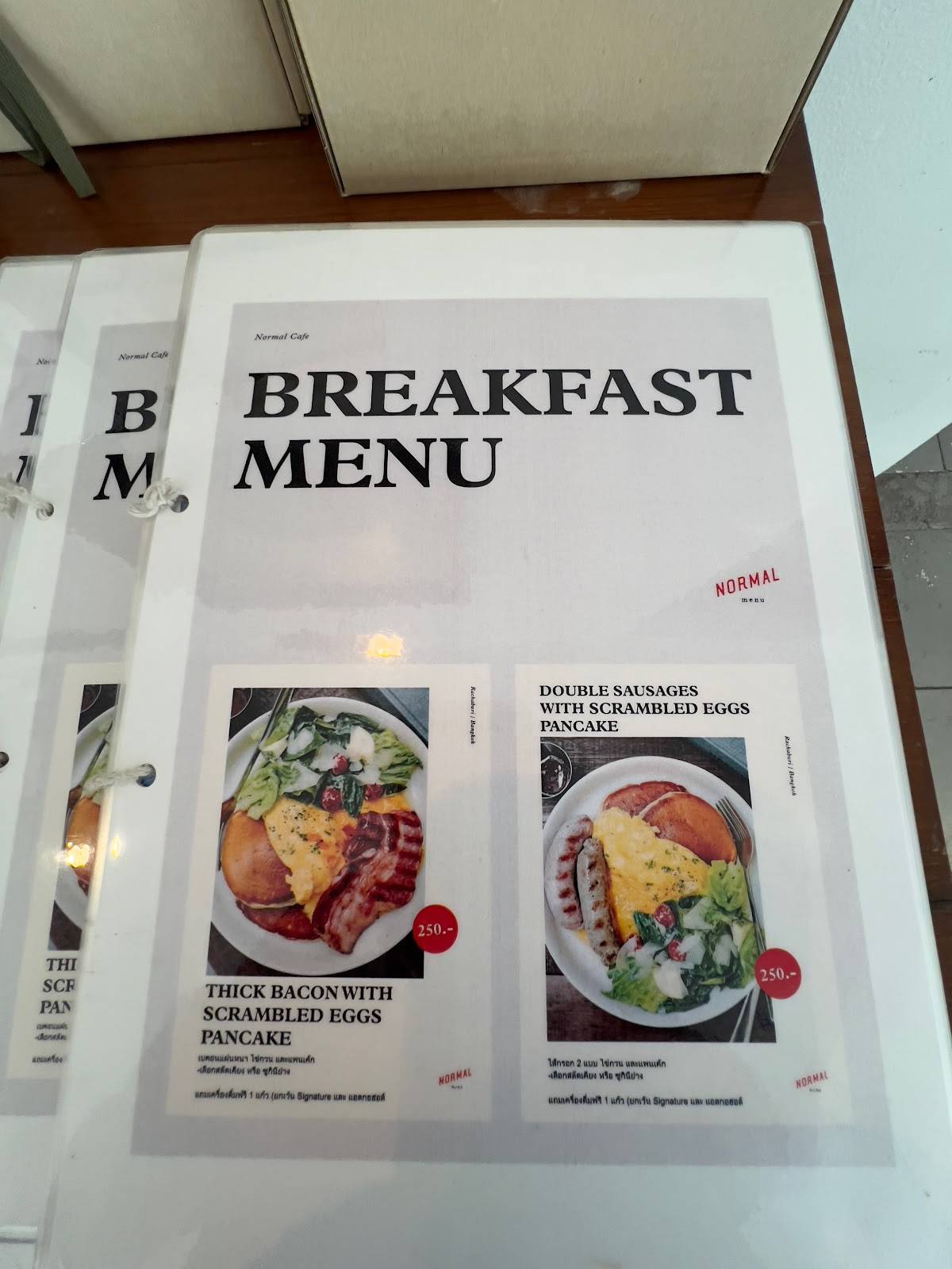 Menu at Normal Cafe, Bangkok