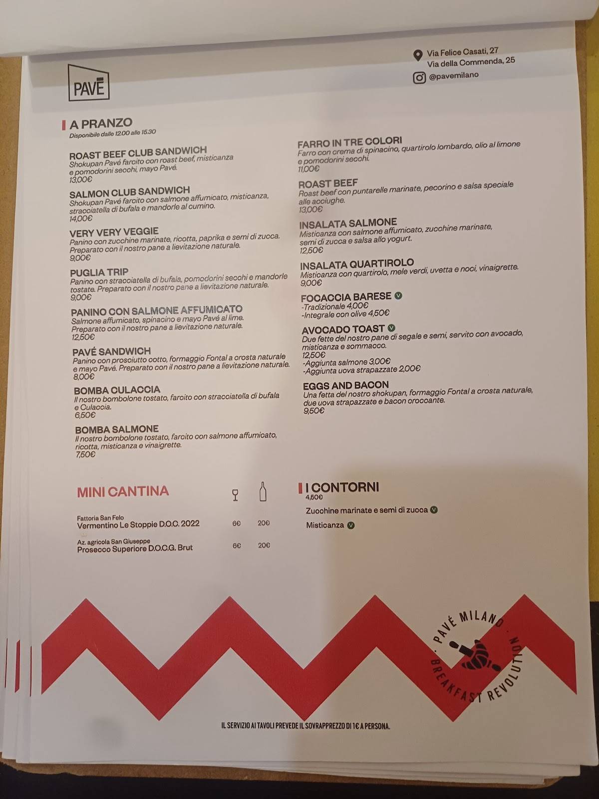 Menu di Pavé 