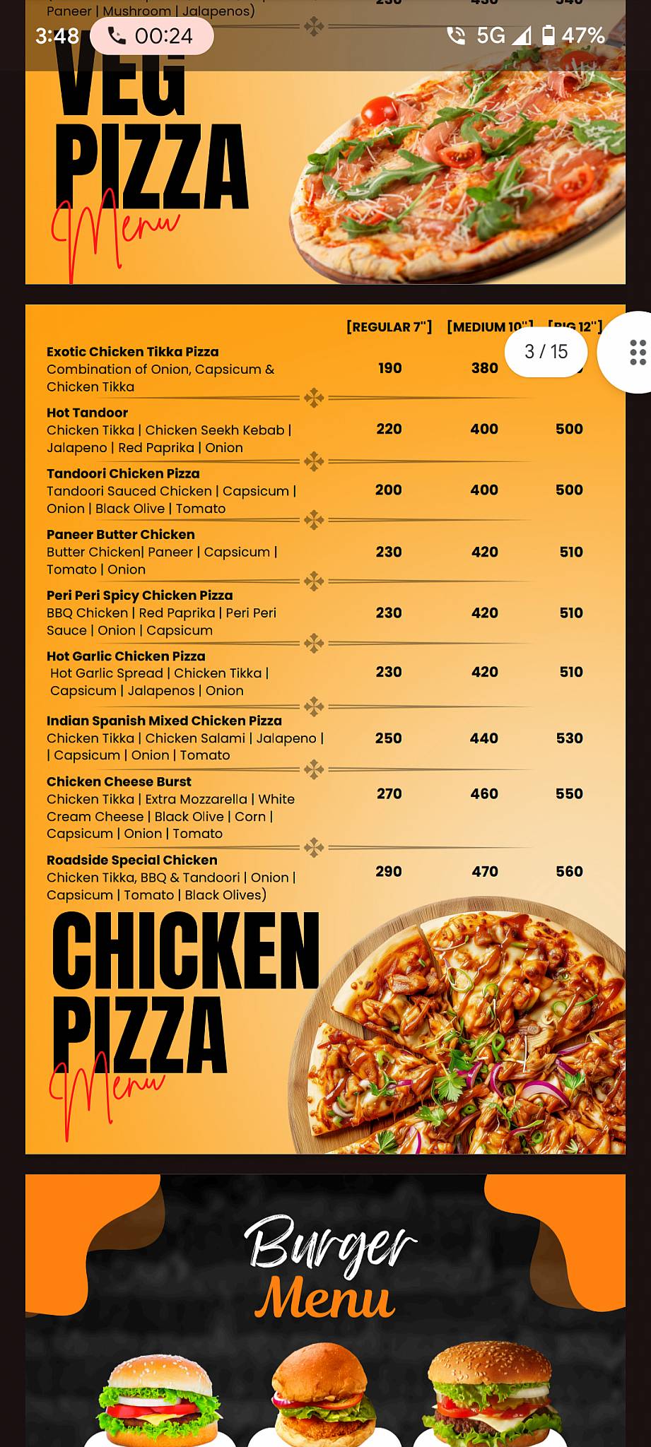 ROADSIDE CAFE menu